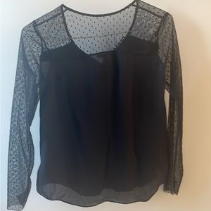 V-Neck black blouse with polka dot lace by Joe’s Jeans